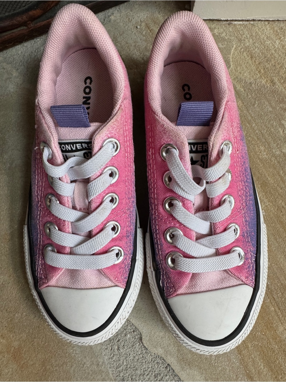 Converse All Star Girls Shoes - Pink and Purple - Elastic Laces - 11C - Picture 4 of 7